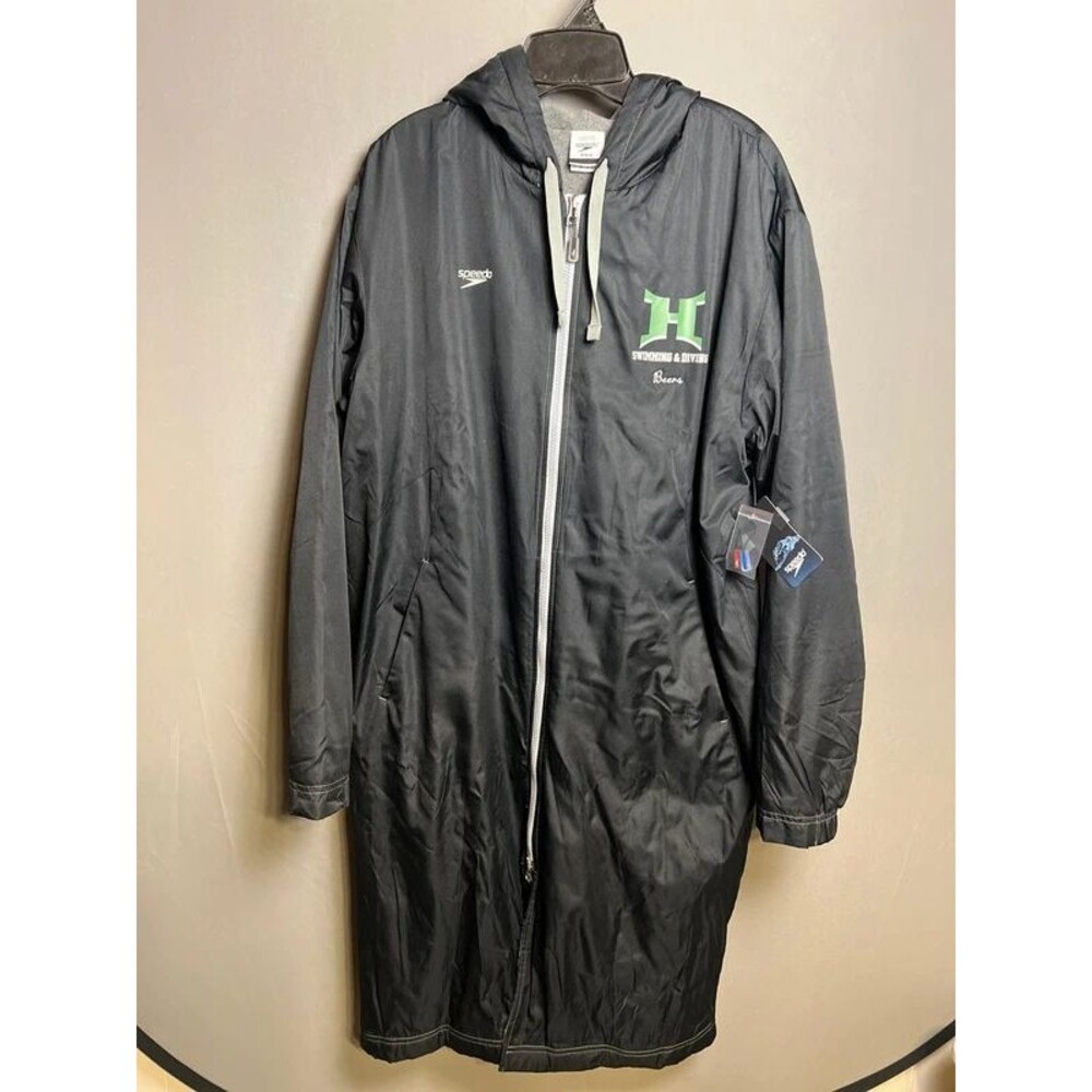 Speedo Team Swim Parka 2.0 Adult Unisex M Black Gray NWT Fleece Lined